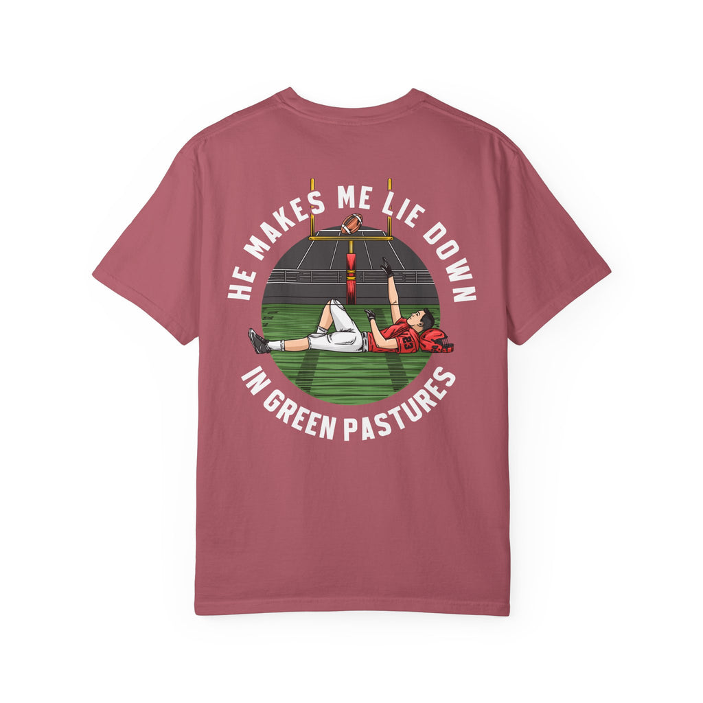 Psalm 23 Shirt - He Makes Me Lie Down In Green Pastures (Football)