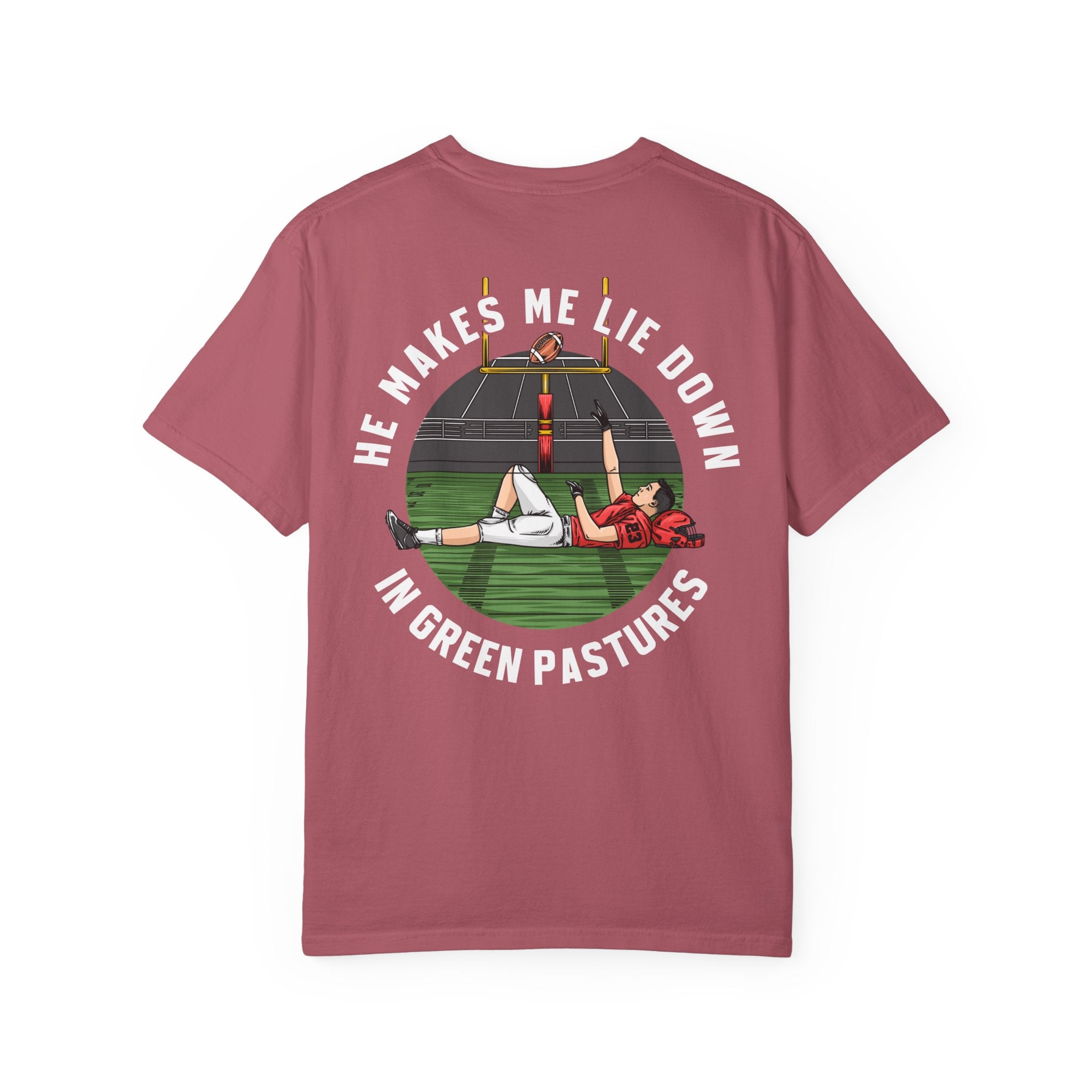 Psalm 23 Shirt - He Makes Me Lie Down In Green Pastures (Football)