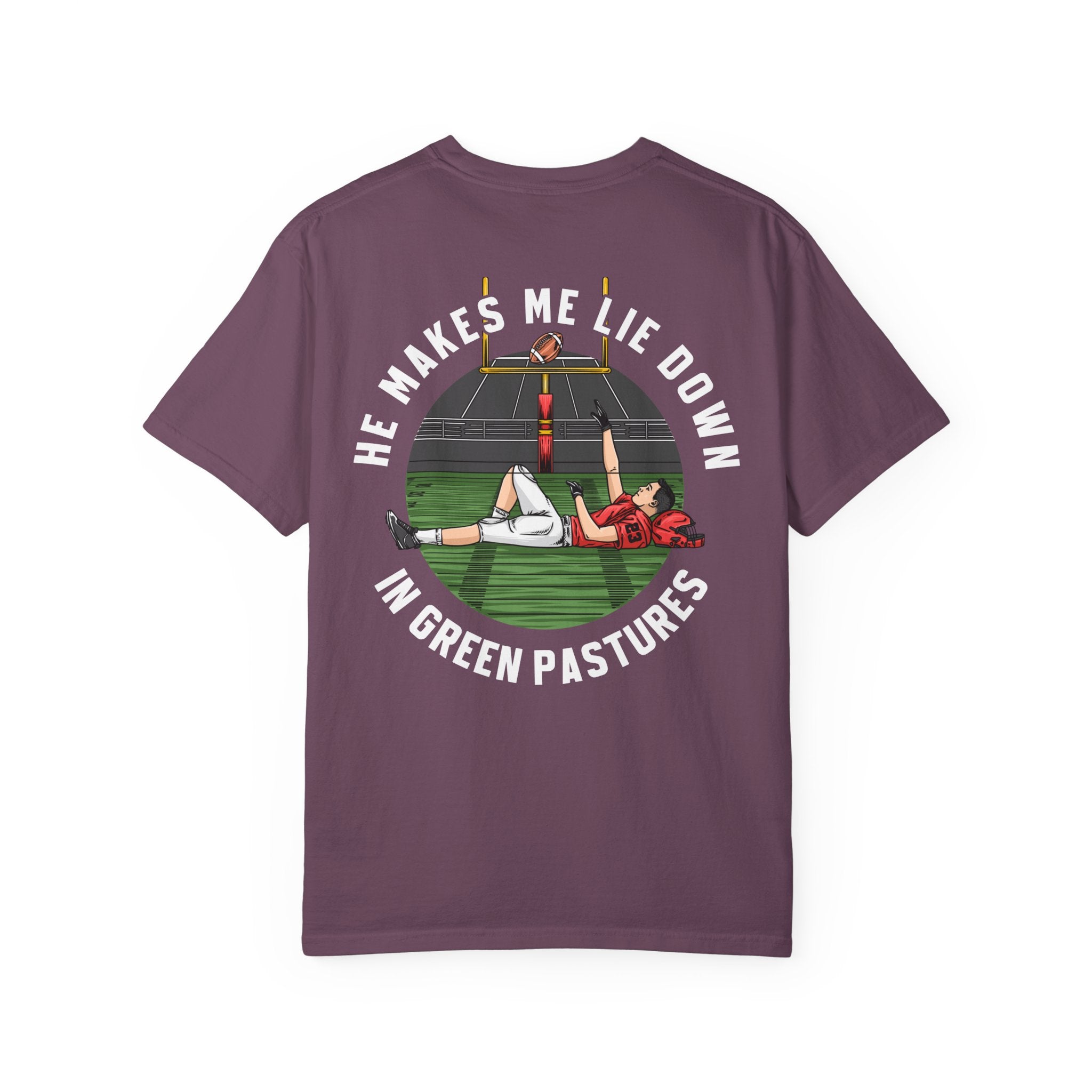 Psalm 23 Shirt - He Makes Me Lie Down In Green Pastures (Football)